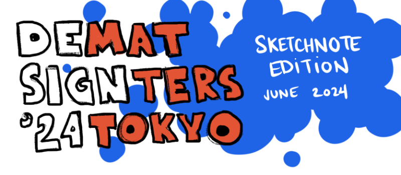 Text: Design Matters, the Sketchnote Edition. Handdrawn sketch with bold red and blue highlights.