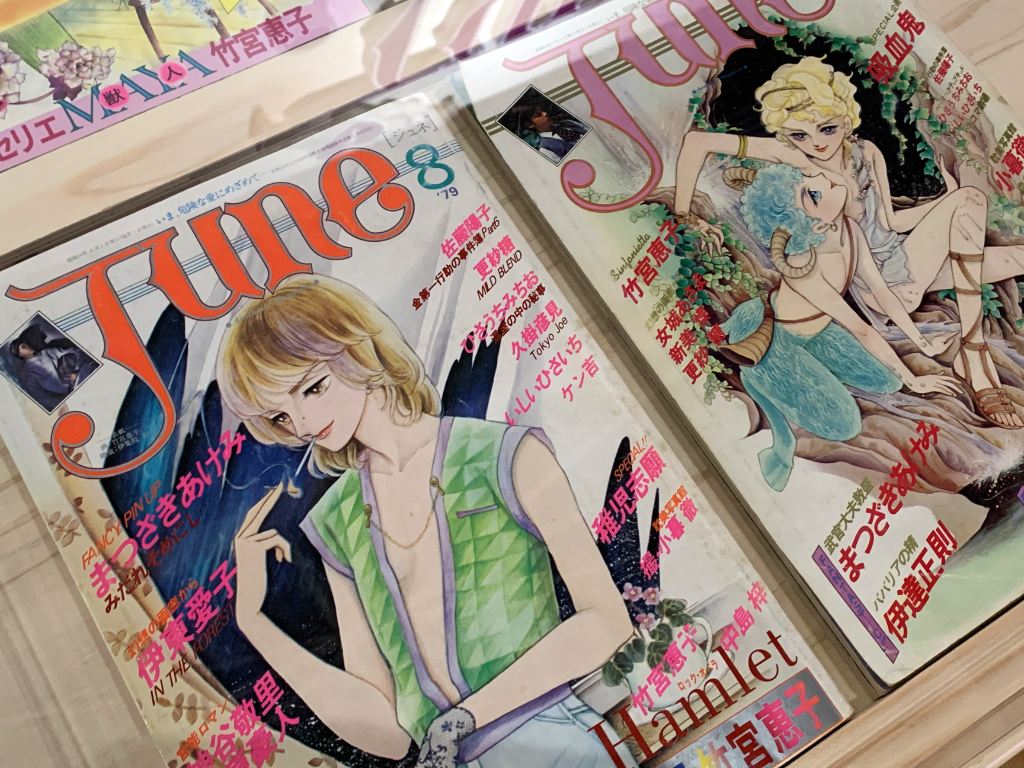Images of the first JUNE magazines; young ethereal, fair-haired boys are pictured on the covers.