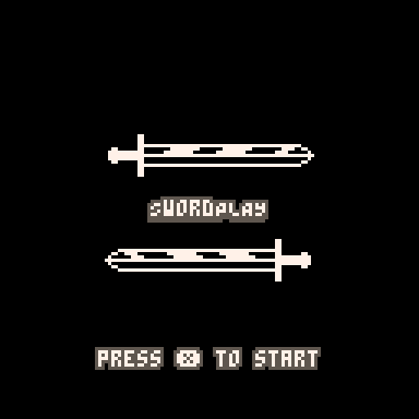 Two swords with the words, Swordplay - Press X to Start.
