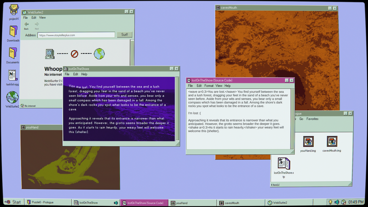 A screenshot of a retro interface with multiple windows open.